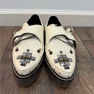Coach Cream Loafers with Metallic Accents